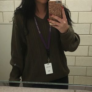 Olive green cable knit sweater